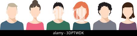 vector set of people human man and women faces Stock Vector