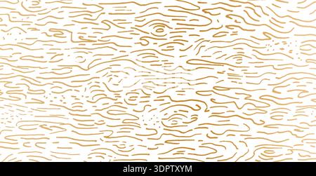 Natural wood bark golden pattern with flowing lines and rings. Wooden texture showcasing organic tree bark structure in simple vector illustration for Stock Vector