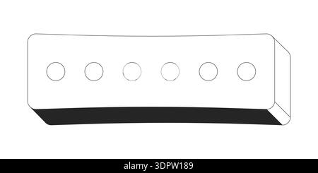 Rectangular password input field with six dots 2D line object Stock Vector