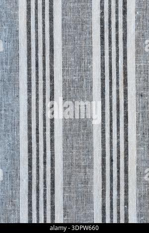 Striped material pattern white and grey vertical lines. Cotton fabric close up Stock Photo