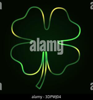 Elegant green gradient vector four leaf clover graphic for greeting cards and banners Stock Vector