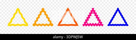 Zigzag edge triangle frames collection. Colorful linear jagged sticker or stamp set with wavy edges Stock Vector
