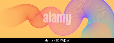 Colorful gradient backdrop with wavy dynamic line. Rainbow liquid color background template Stock Vector