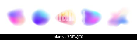 Soft organic shapes collection. Set of colorful liquid blurred gradient elements. Stock Vector