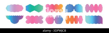 Y2k style modern gradient shapes collection Stock Vector