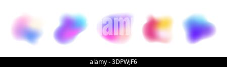 Soft organic shapes collection. Set of colorful liquid blurred gradient elements. Stock Vector
