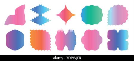 Cool gradient abstract jagged edge geometric shapes set. Stock Vector