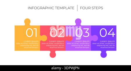 4 steps infographic template. Puzzle style timeline concept Stock Vector