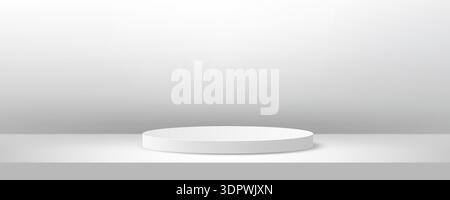 Minimalist vector stage. White scene with 3d podium Stock Vector