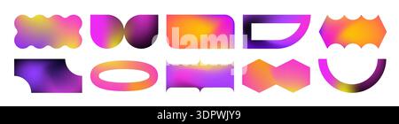 Y2k style modern gradient shapes collection Stock Vector