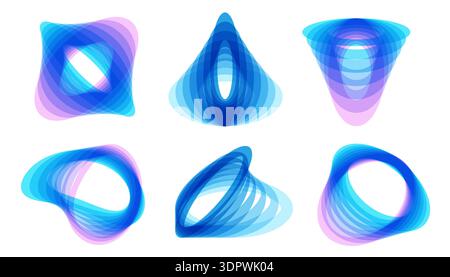 Overlapping shapes set. Trendy gradient transparent geometric elements Stock Vector