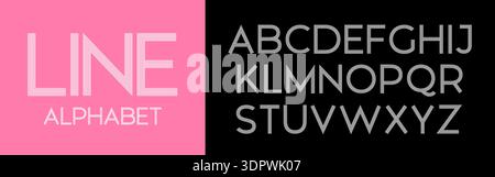 Geometric lines letter set. Retro alphabet uppercase typography. Stock Vector