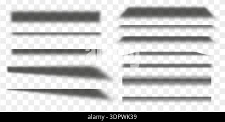 Shadow stripes set. Overlay drop shadows effect collection Stock Vector