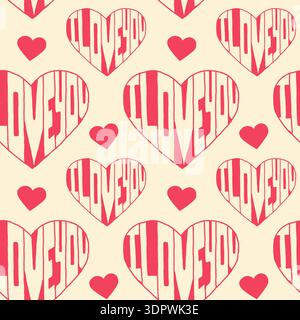Love seamless pattern. Trendy background with doodle hearts Stock Vector