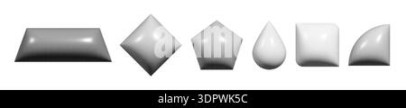 Halftone 3d geometric brutal shapes collection. Set of dotted grainy elements Stock Vector