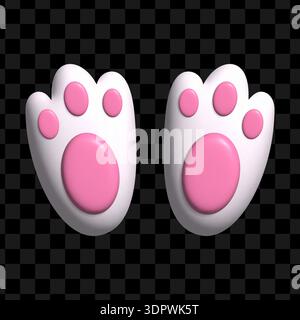 3d bunny paw. Rabbit footprint isolated Stock Vector