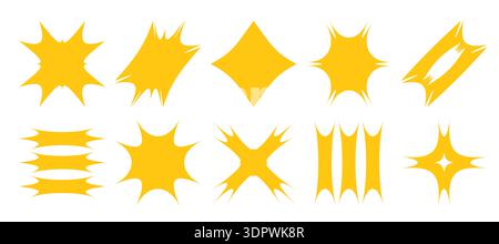 Trendy Y2k star shape collection. Simple funky groovy abstract shapes set. Stock Vector