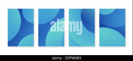 Bright color cover set. Halftone dots art design Stock Vector