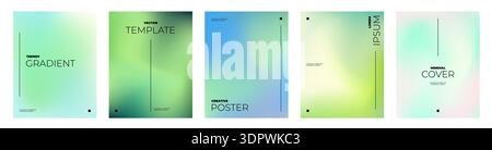 Beautiful liquid color cover set. Collection of trendy liquid gradient posters Stock Vector