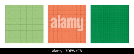 Trendy checkered background set. Straight dashed line grid Stock Vector