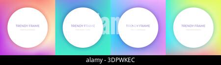 Trendy circle frame collection for your design. Round white shapes on beautiful gradient background Stock Vector
