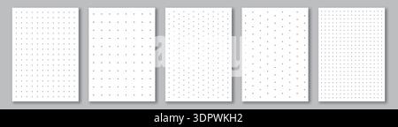 Notebook paper collection. A4 format sheets. Realistic dotted notepapers Stock Vector