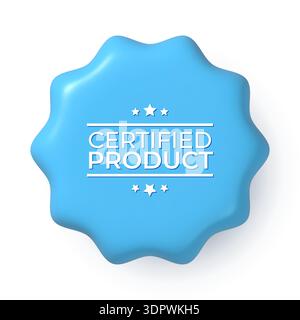 3d blue badge concept icon. Certified product label Stock Vector