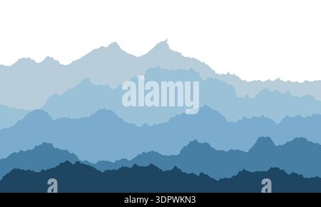 Minimalistic mountain landscape. Abstract blue hills or rocks. Stock Vector