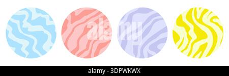 Trendy circle background collection. Simple wavy pattern set with colorful lines Stock Vector