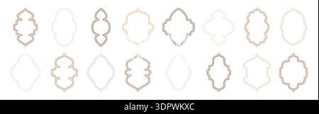 Islamic style border vector collection. Arabic door and window frame Stock Vector