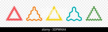 Zigzag edge triangle frames collection. Colorful linear jagged sticker or stamp set with wavy edges Stock Vector