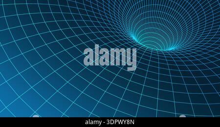Abstract 3D wireframe mesh tunnel Stock Vector