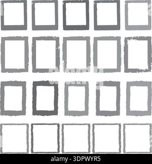 Grunge square frame set with distressed rough border texture isolated vector illustration Stock Vector