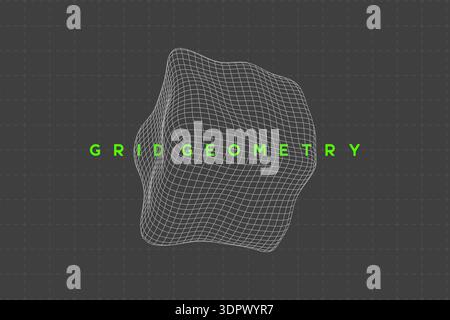 Abstract 3D wireframe mesh of geometric cube Stock Vector