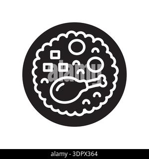 biryani black glyph icon. Vector isolated element. Editable stroke. Stock Vector