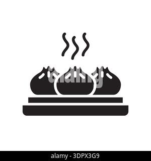 dim sum black glyph icon. Vector isolated element. Editable stroke. Stock Vector