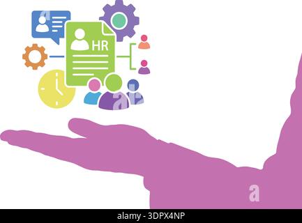 Human resources HR management and recruitment concept with team icons document and business process vector illustration Stock Vector