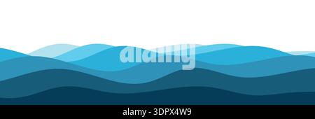 Abstract layered blue ocean waves for water, sea, and ocean themes vector illustration Stock Vector
