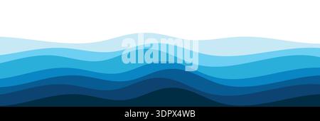 Abstract layered blue ocean waves for water, sea, and ocean themes vector illustration Stock Vector