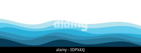 Abstract layered blue ocean waves for water, sea, and ocean themes vector illustration Stock Vector