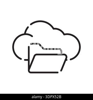 cloud storage black line icon. Vector isolated element. Editable stroke. Stock Vector