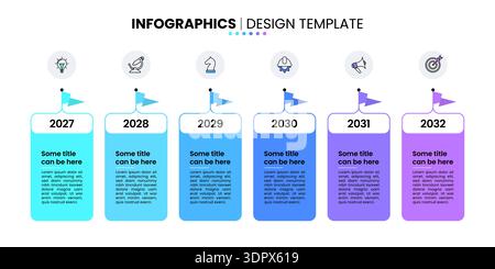 Infographic template with icons and 6 options or steps. Flags. Can be used for workflow layout, diagram, banner, webdesign. Vector illustration Stock Vector