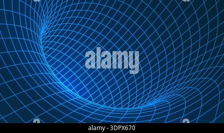 Abstract 3D spacetime grid tunnel Stock Vector