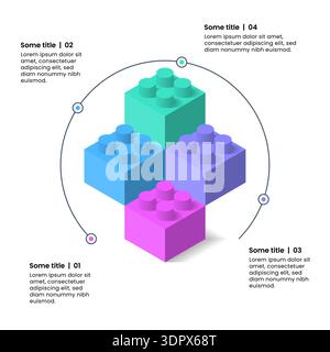 Infographic template with 4 options or steps. Building blocks. Can be used for workflow layout, diagram, banner, webdesign. Vector illustration Stock Vector