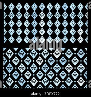 Seamless Diamond Pattern with Bows and Hearts on Black Background Decorative Vector Design Stock Vector