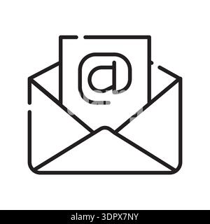 email black line icon. Vector isolated element. Editable stroke. Stock Vector