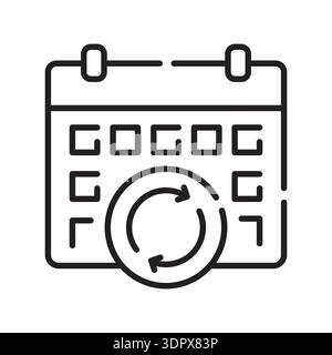 flexible schedule black line icon. Vector isolated element. Editable stroke. Stock Vector