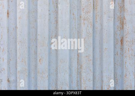 Rusty Metal Surface With Grooves and Stains in Blue Color and Natural Wear Over Time Stock Photo