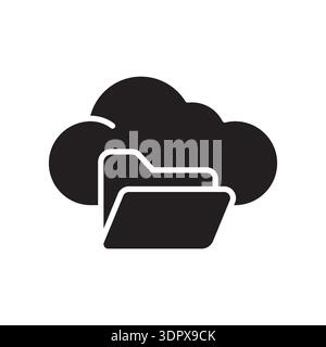 cloud storage black glyph icon. Vector isolated element. Editable stroke. Stock Vector