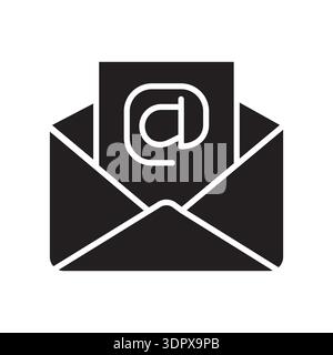 email black glyph icon. Vector isolated element. Editable stroke. Stock Vector
